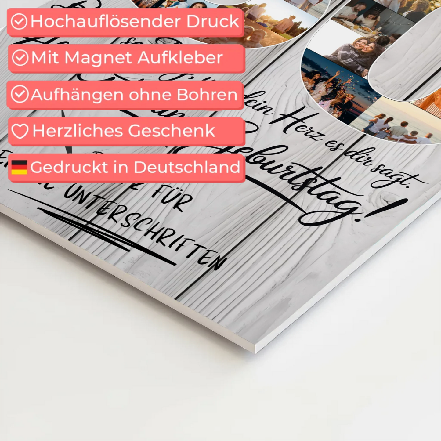 Magnetisches Fotoboard Poster mit Wunschtext Stiefpapa 50 Geburtstag Fotos