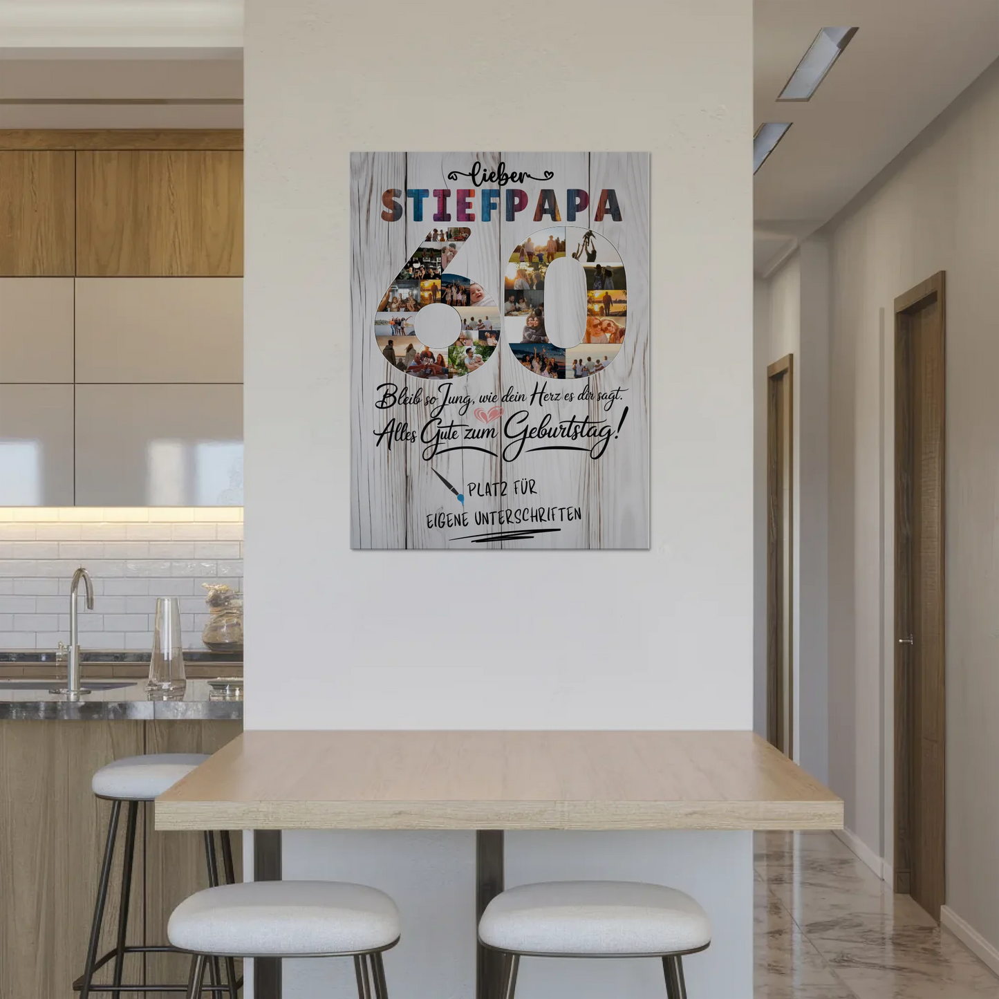 Fotoboard Magnet Poster mit Unterschriften Stiefpapa 60 Geburtstag Fotos