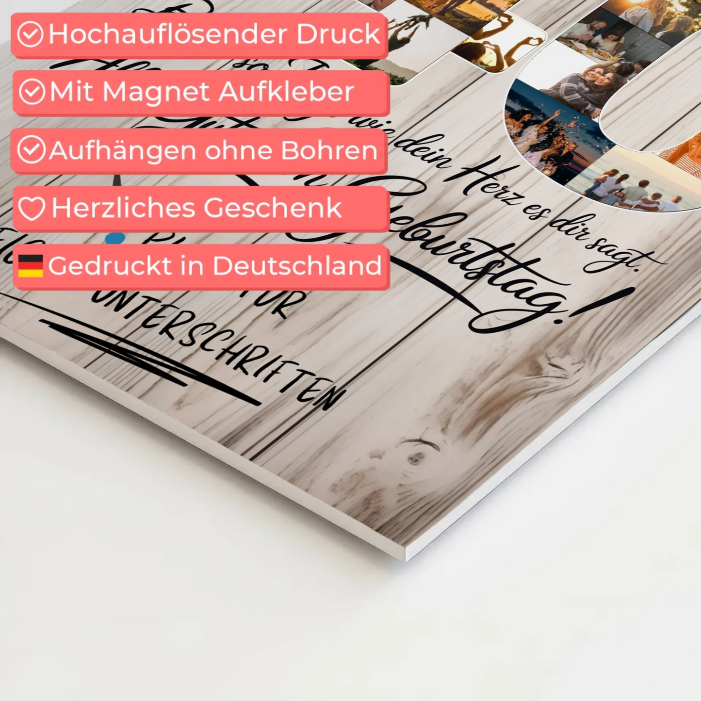 Fotoboard Poster magnetisch mit Wunschtext Stiefmama 40 Geburtstag Fotos