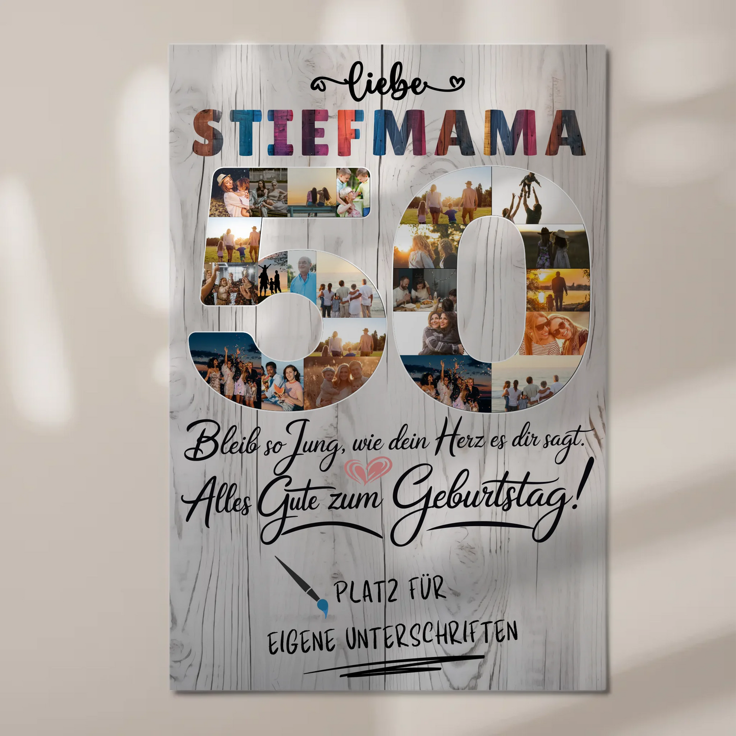 Magnetisches Fotoboard mit Unterschriften Stiefmama 50 Geburtstag Fotos