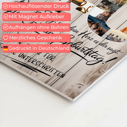 Fotoboard Poster magnetisch mit Wunschtext Stiefmama 40 Geburtstag Fotos