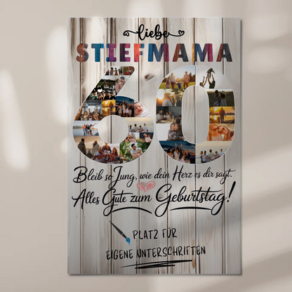 Magnet Poster mit Wunschtext Stiefmama 60 Geburtstag Fotos