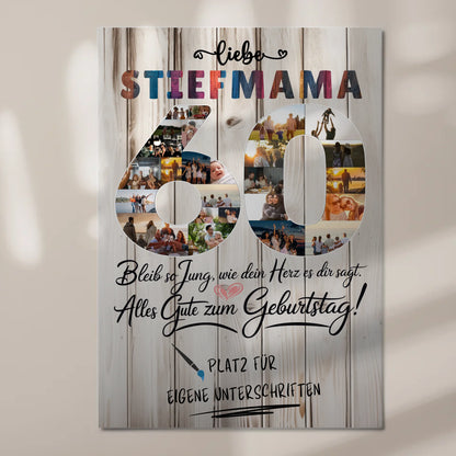 Magnet Poster mit Wunschtext Stiefmama 60 Geburtstag Fotos