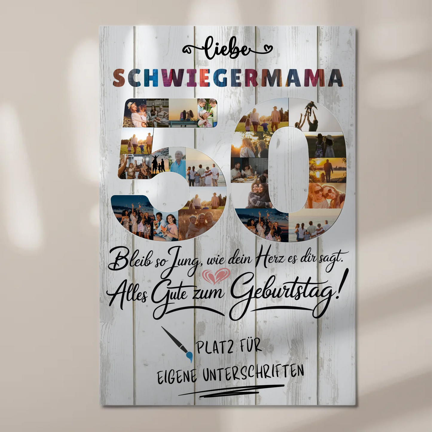 Magnet Wandbild mit Unterschriften Schwiegermama 50 Geburtstag Fotos