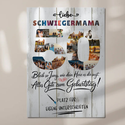 Magnet Wandbild mit Unterschriften Schwiegermama 50 Geburtstag Fotos