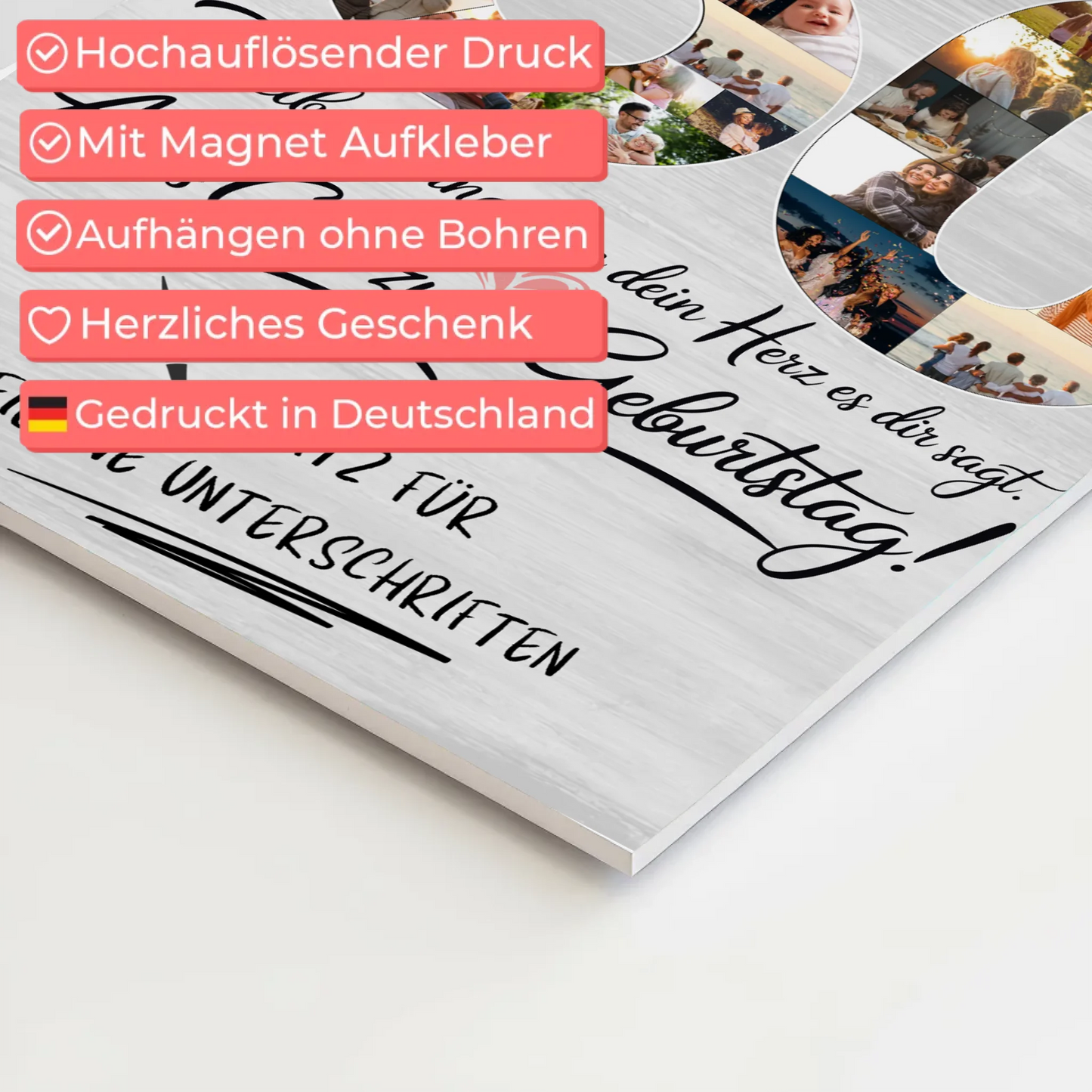 Magnetisches Fotoboard Poster mit Wunschtext Schwiegermama 60 Geburtstag Fotos