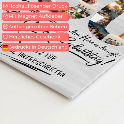 Magnetisches Fotoboard Poster mit Wunschtext Schwiegermama 60 Geburtstag Fotos