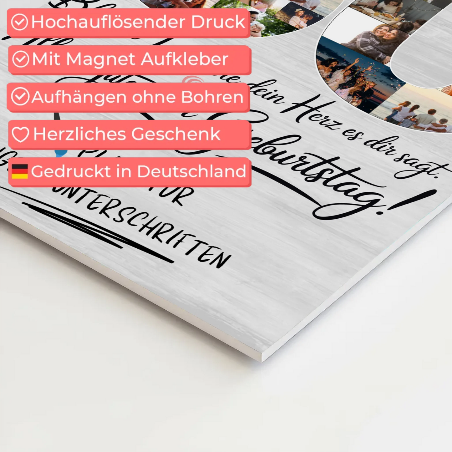 Magnetisches Fotoboard Poster mit Wunschtext Schwiegermama 60 Geburtstag Fotos