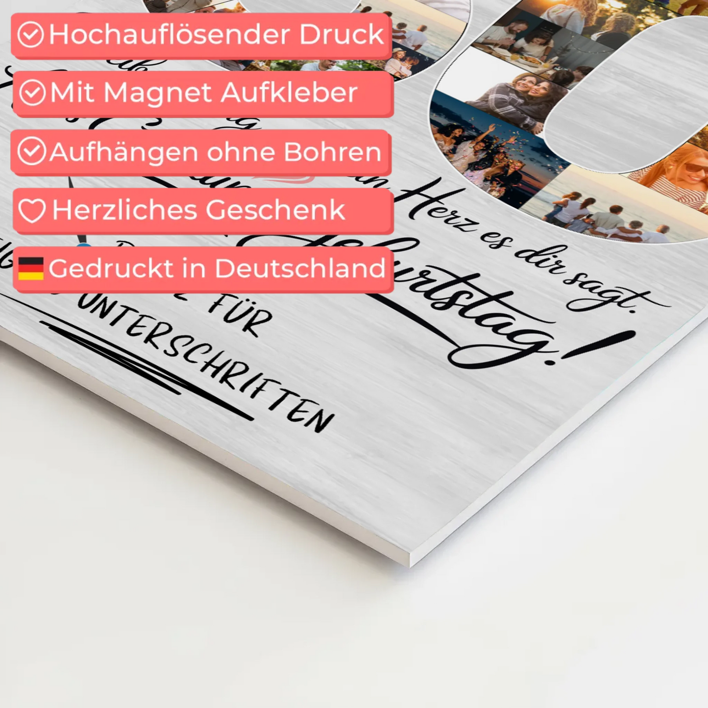 Magnetisches Fotoboard Poster mit Wunschtext Schwiegermama 60 Geburtstag Fotos