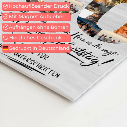 Magnetisches Fotoboard Poster mit Wunschtext Schwiegermama 60 Geburtstag Fotos