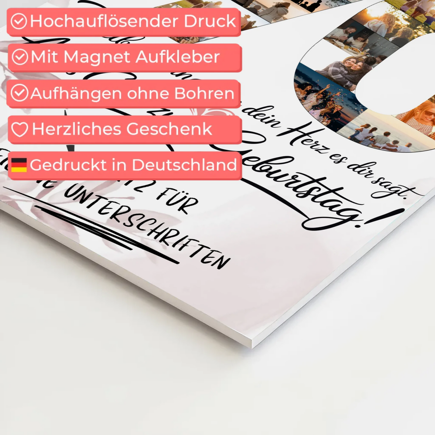 Fotoboard Magnet Poster mit Unterschriften Schwiegermama 70 Geburtstag Fotos