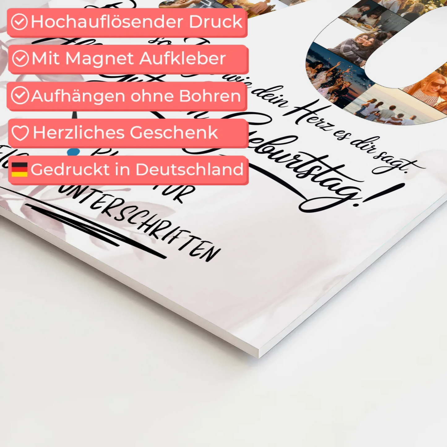 Fotoboard Magnet Poster mit Unterschriften Schwiegermama 70 Geburtstag Fotos