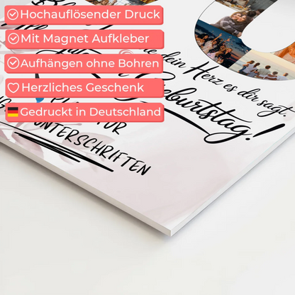 Fotoboard Magnet Poster mit Unterschriften Schwiegermama 70 Geburtstag Fotos