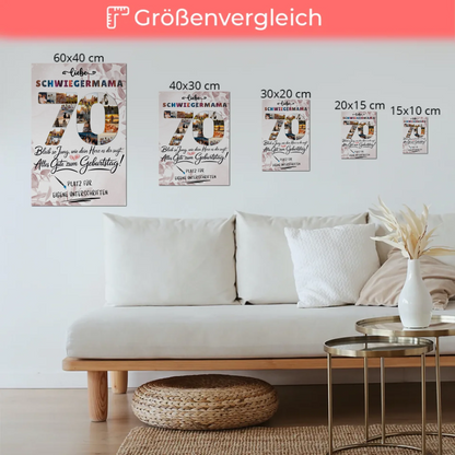 Fotoboard Magnet Poster mit Unterschriften Schwiegermama 70 Geburtstag Fotos