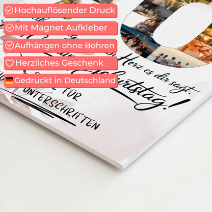 Fotoboard Magnet Poster mit Unterschriften Schwiegermama 70 Geburtstag Fotos