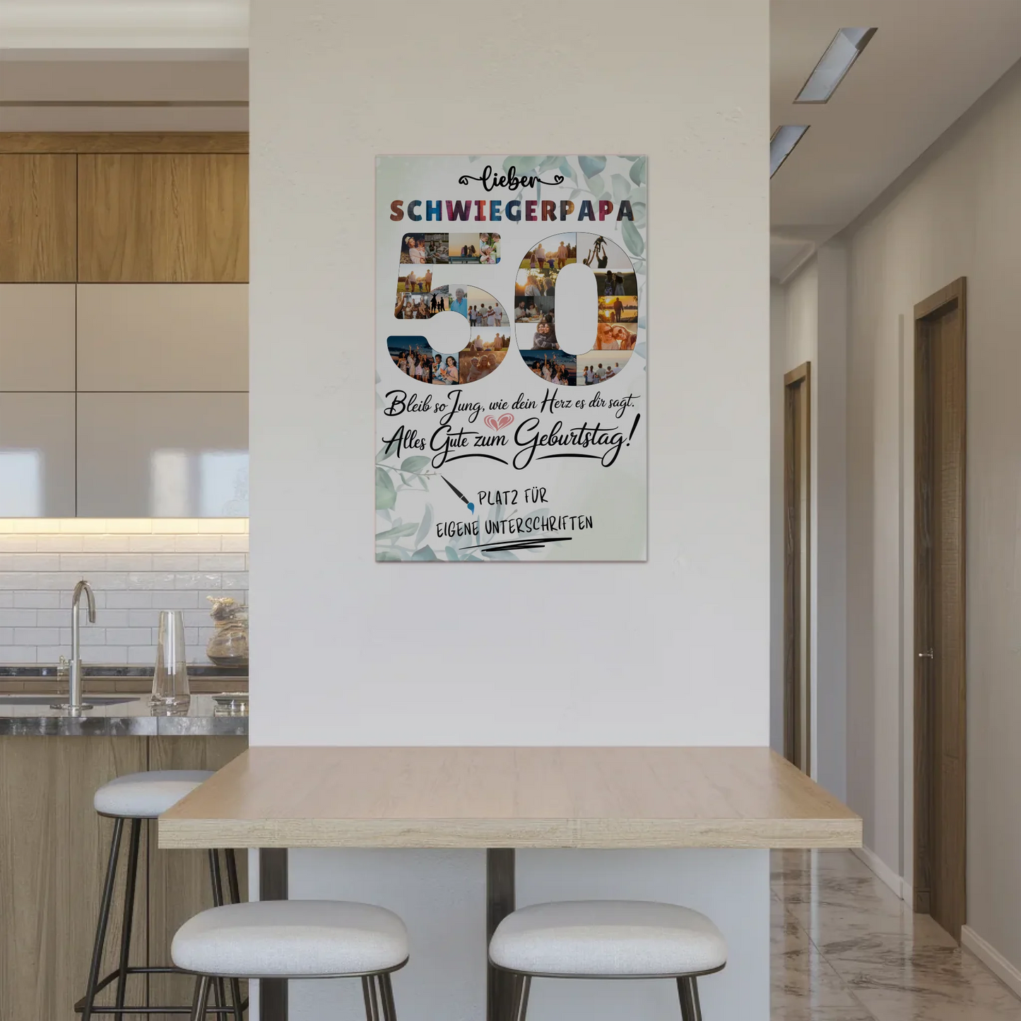 Fotoboard Poster magnetisch mit Wunschtext Schwiegerpapa 50 Geburtstag Fotos