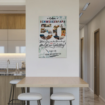 Fotoboard Poster magnetisch mit Wunschtext Schwiegerpapa 50 Geburtstag Fotos