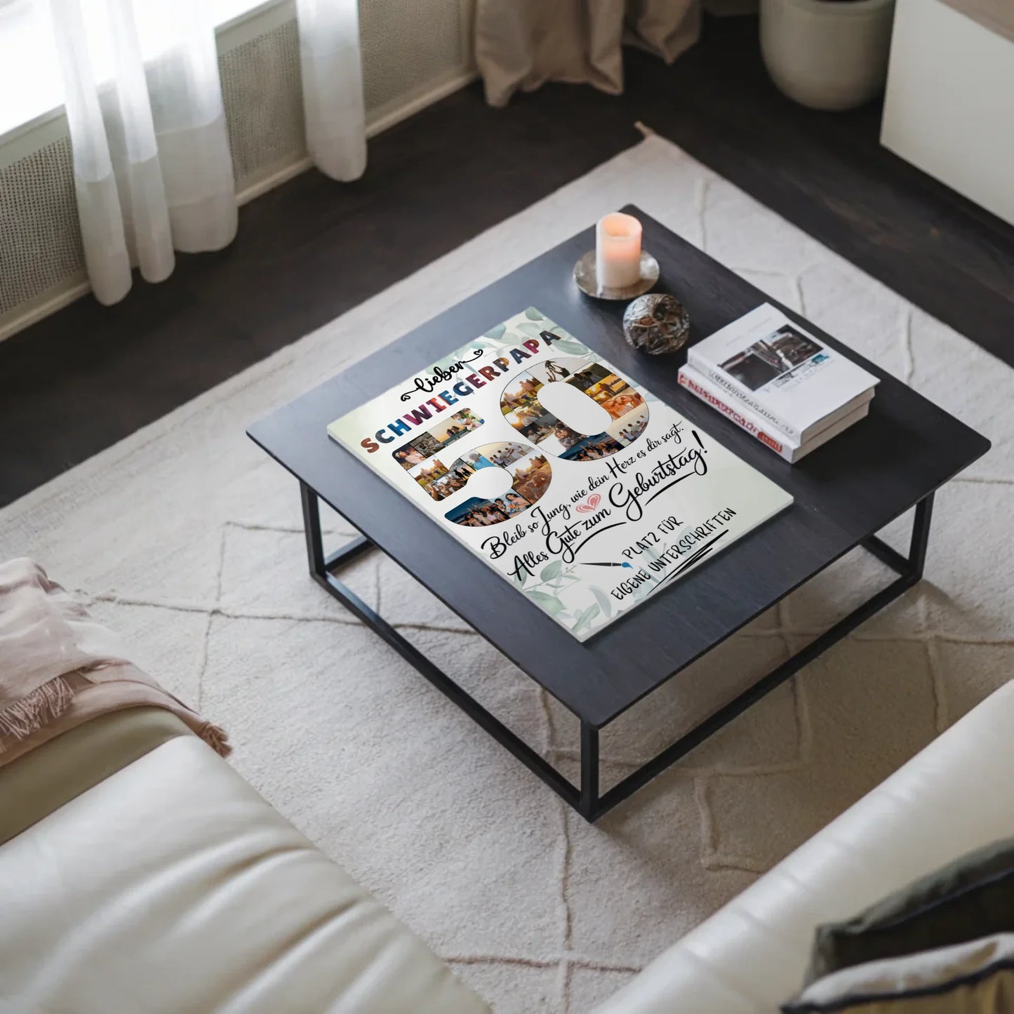 Fotoboard Poster magnetisch mit Wunschtext Schwiegerpapa 50 Geburtstag Fotos