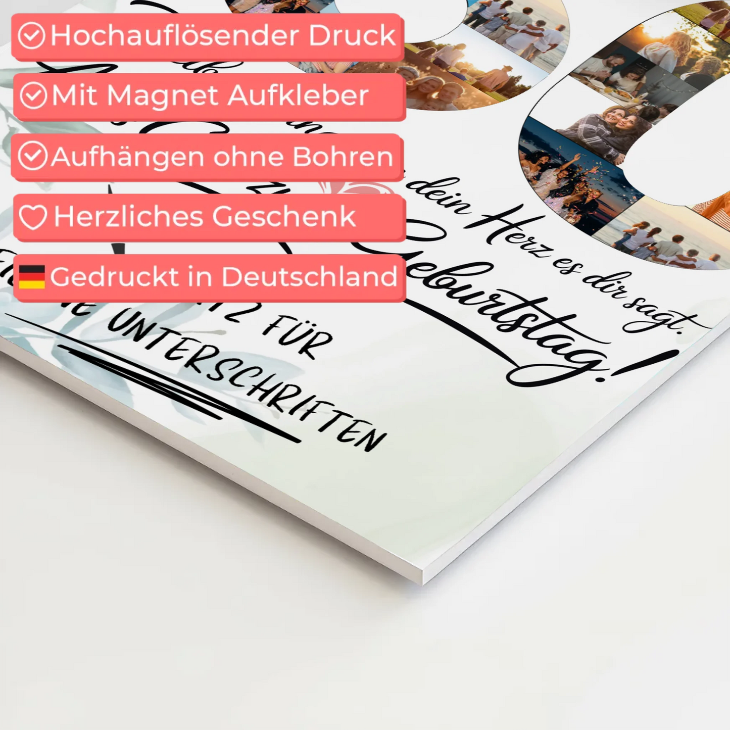 Fotoboard Poster magnetisch mit Wunschtext Schwiegerpapa 50 Geburtstag Fotos