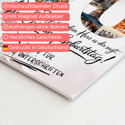 Fotoboard Magnet Poster mit Unterschriften Schwiegermama 70 Geburtstag Fotos