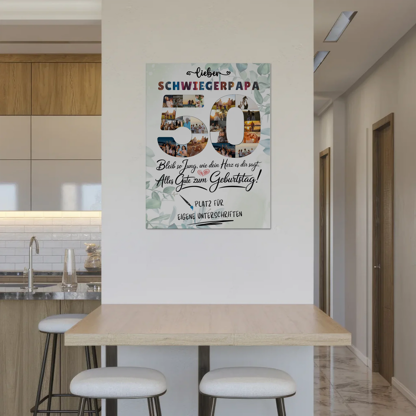 Fotoboard Poster magnetisch mit Wunschtext Schwiegerpapa 50 Geburtstag Fotos