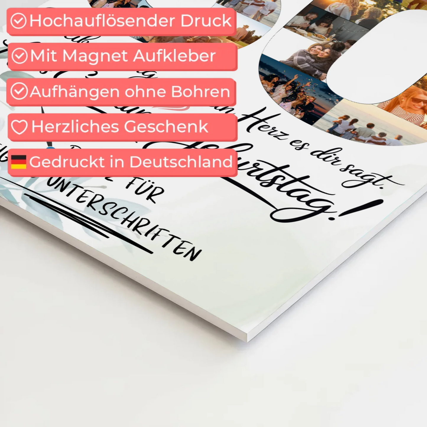 Fotoboard Poster magnetisch mit Wunschtext Schwiegerpapa 50 Geburtstag Fotos