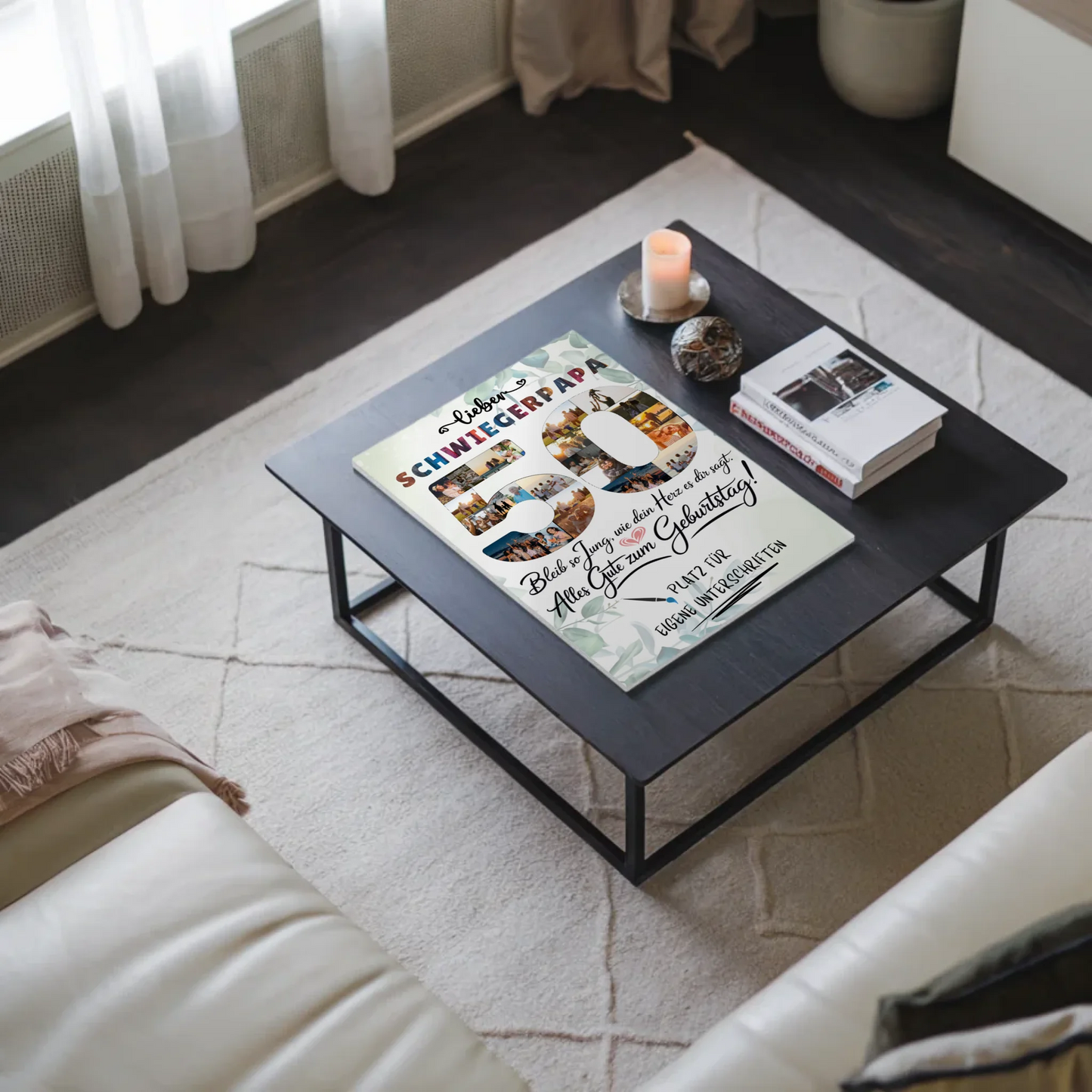 Fotoboard Poster magnetisch mit Wunschtext Schwiegerpapa 50 Geburtstag Fotos