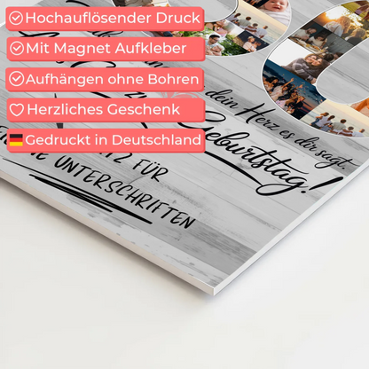 Magnetisches Fotoboard mit Unterschriften Schwiegerpapa 60 Geburtstag Fotos