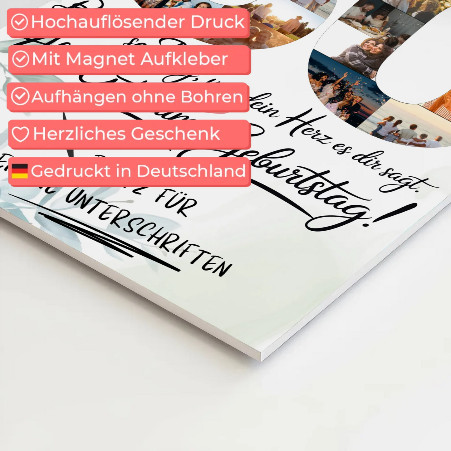 Fotoboard Poster magnetisch mit Wunschtext Schwiegerpapa 50 Geburtstag Fotos