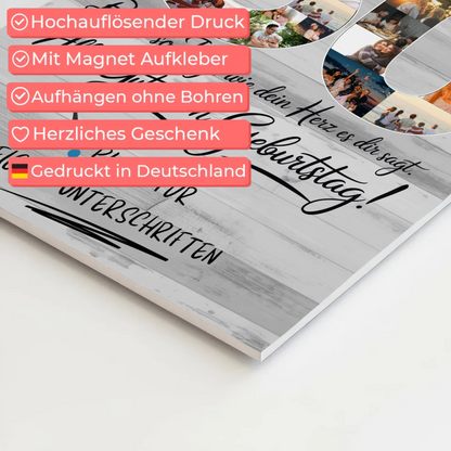 Magnetisches Fotoboard mit Unterschriften Schwiegerpapa 60 Geburtstag Fotos