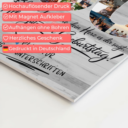 Magnetisches Fotoboard mit Unterschriften Schwiegerpapa 60 Geburtstag Fotos