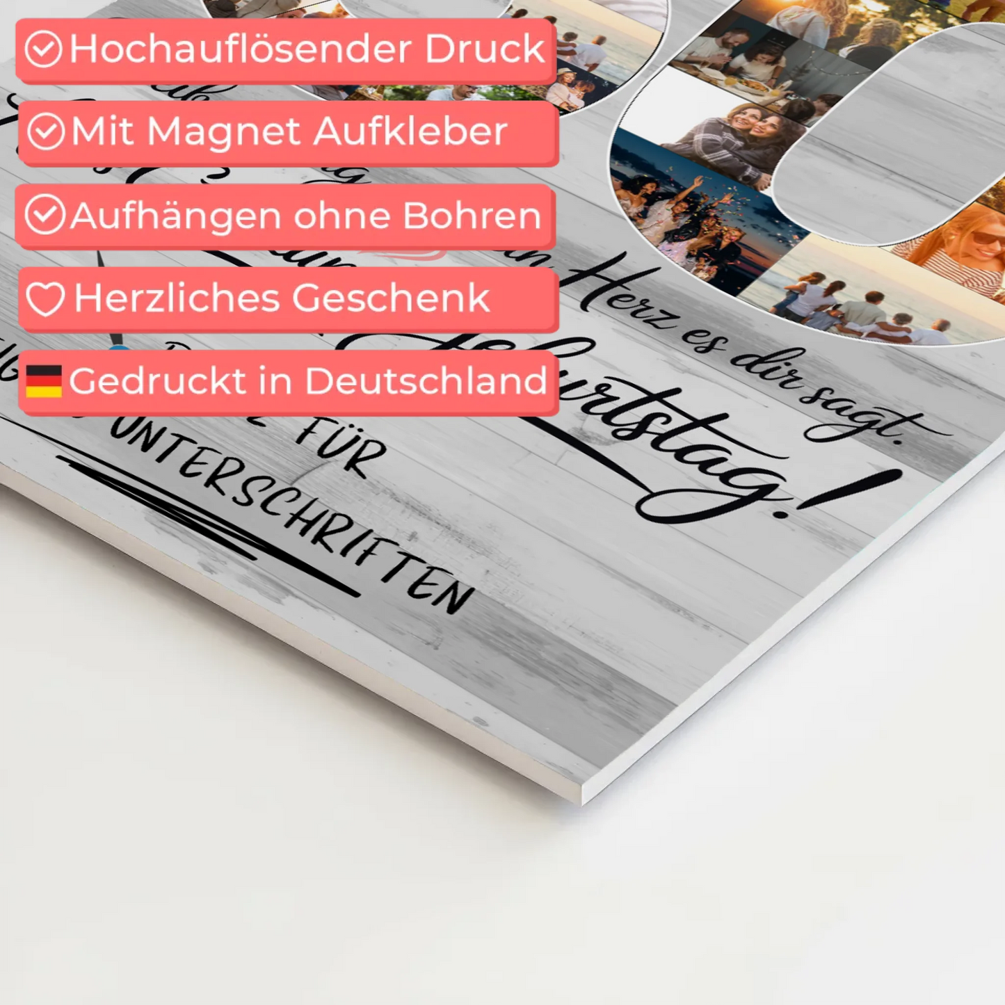 Magnetisches Fotoboard mit Unterschriften Schwiegerpapa 60 Geburtstag Fotos