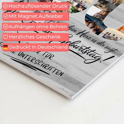 Magnetisches Fotoboard mit Unterschriften Schwiegerpapa 60 Geburtstag Fotos