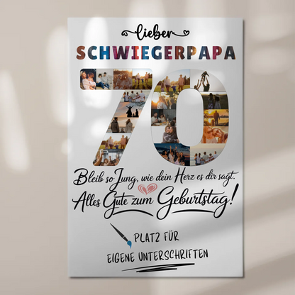 Magnet Poster mit Wunschtext Schwiegerpapa 70 Geburtstag
