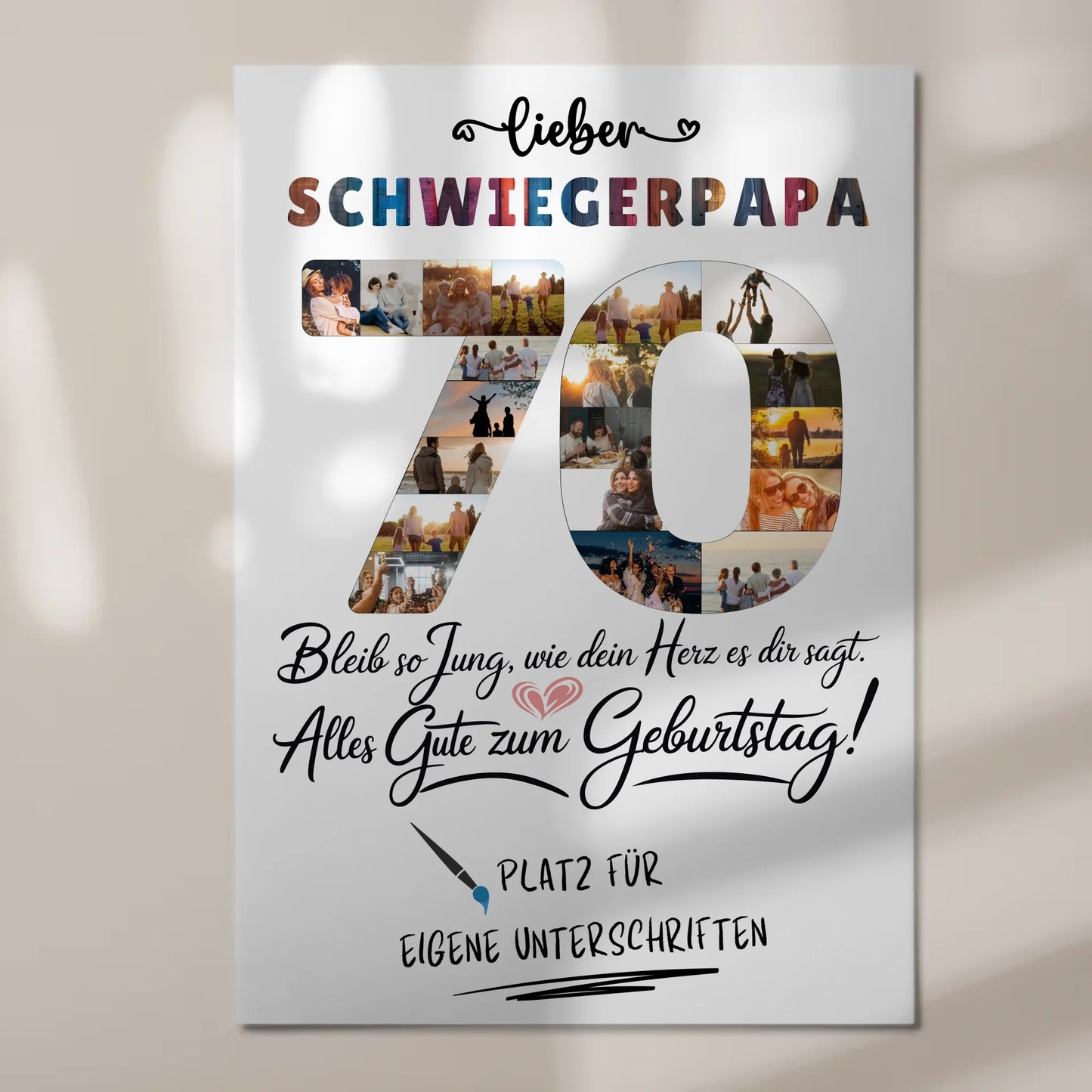Magnet Poster mit Wunschtext Schwiegerpapa 70 Geburtstag