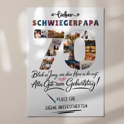 Magnet Poster mit Wunschtext Schwiegerpapa 70 Geburtstag