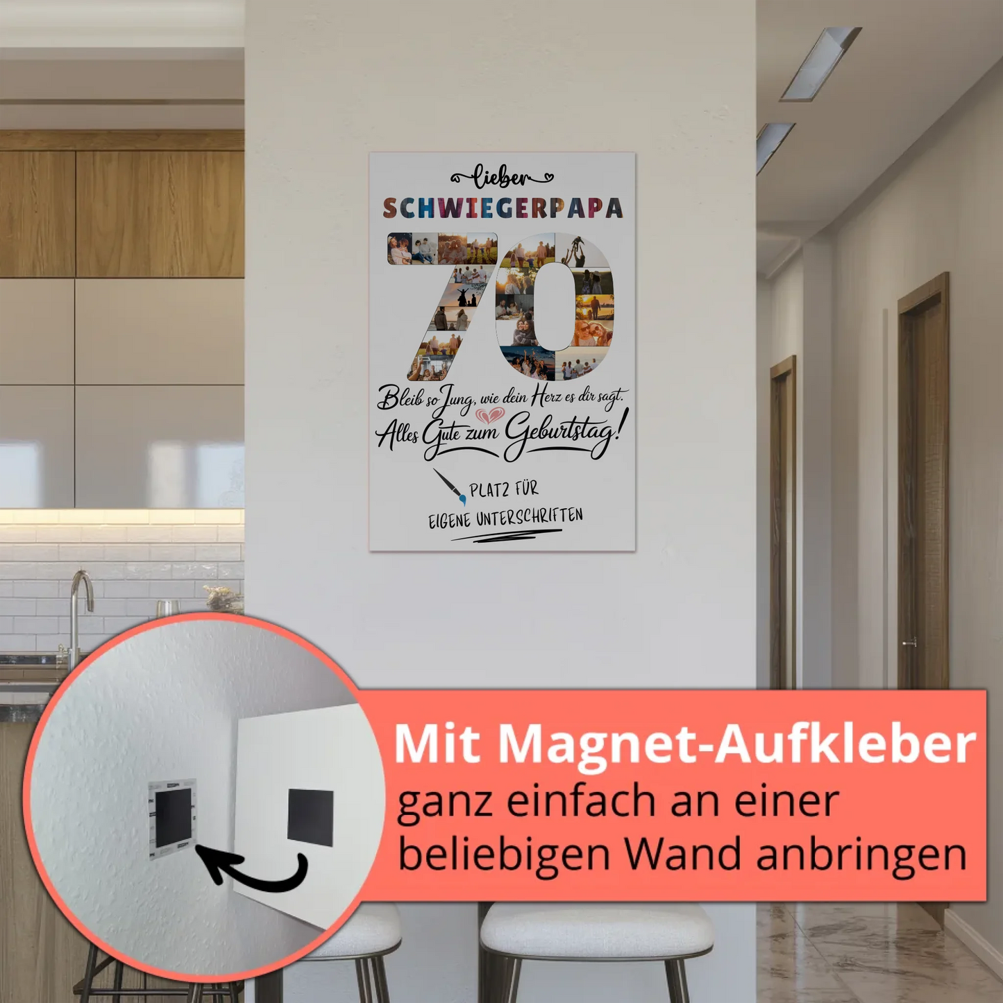 Magnet Poster mit Wunschtext Schwiegerpapa 70 Geburtstag