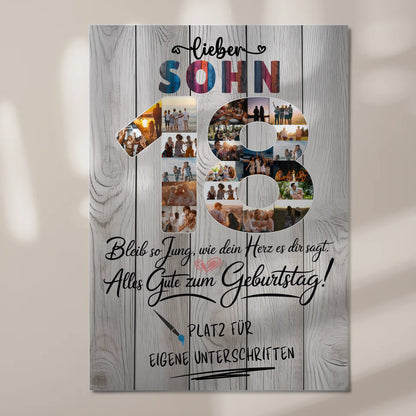 Magnet Wandbild mit Unterschriften Sohn 18 Geburtstag Fotos