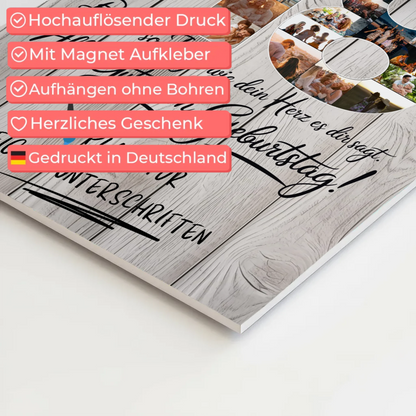 Magnet Wandbild mit Unterschriften Sohn 18 Geburtstag Fotos