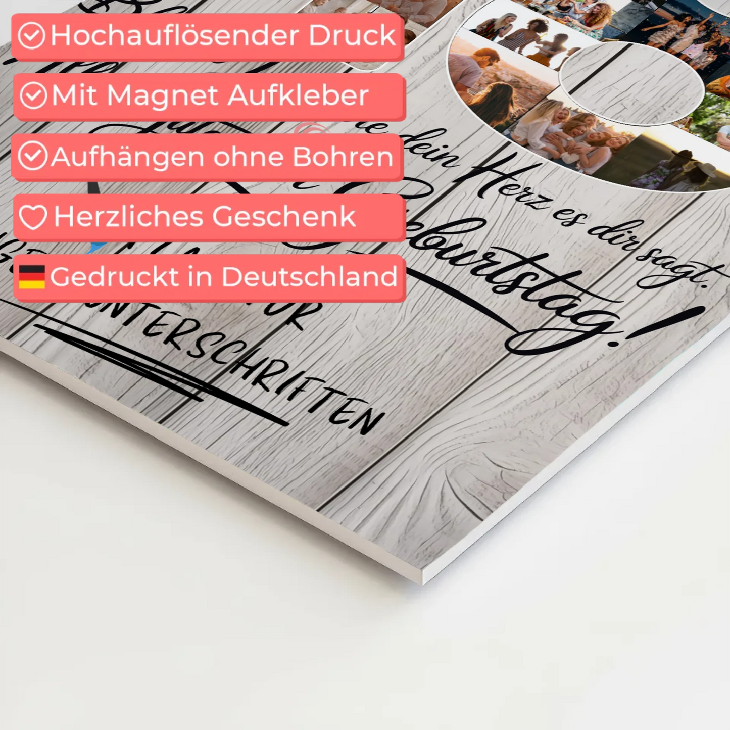 Magnet Wandbild mit Unterschriften Sohn 18 Geburtstag Fotos