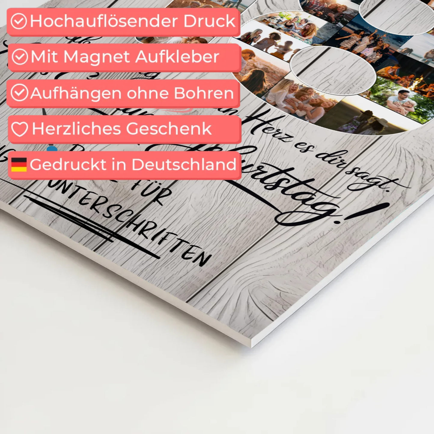 Magnet Wandbild mit Unterschriften Sohn 18 Geburtstag Fotos