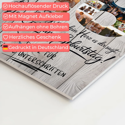 Magnet Wandbild mit Unterschriften Sohn 18 Geburtstag Fotos