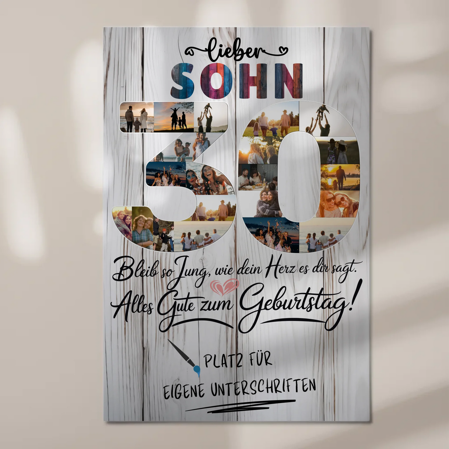 Fotoboard Magnet Poster mit Unterschriften Sohn 30 Geburtstag