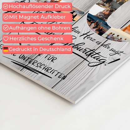 Magnetisches Fotoboard Poster mit Wunschtext zum 20. Geburtstag Sohn