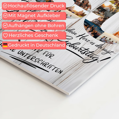 Fotoboard Magnet Poster mit Unterschriften Sohn 30 Geburtstag
