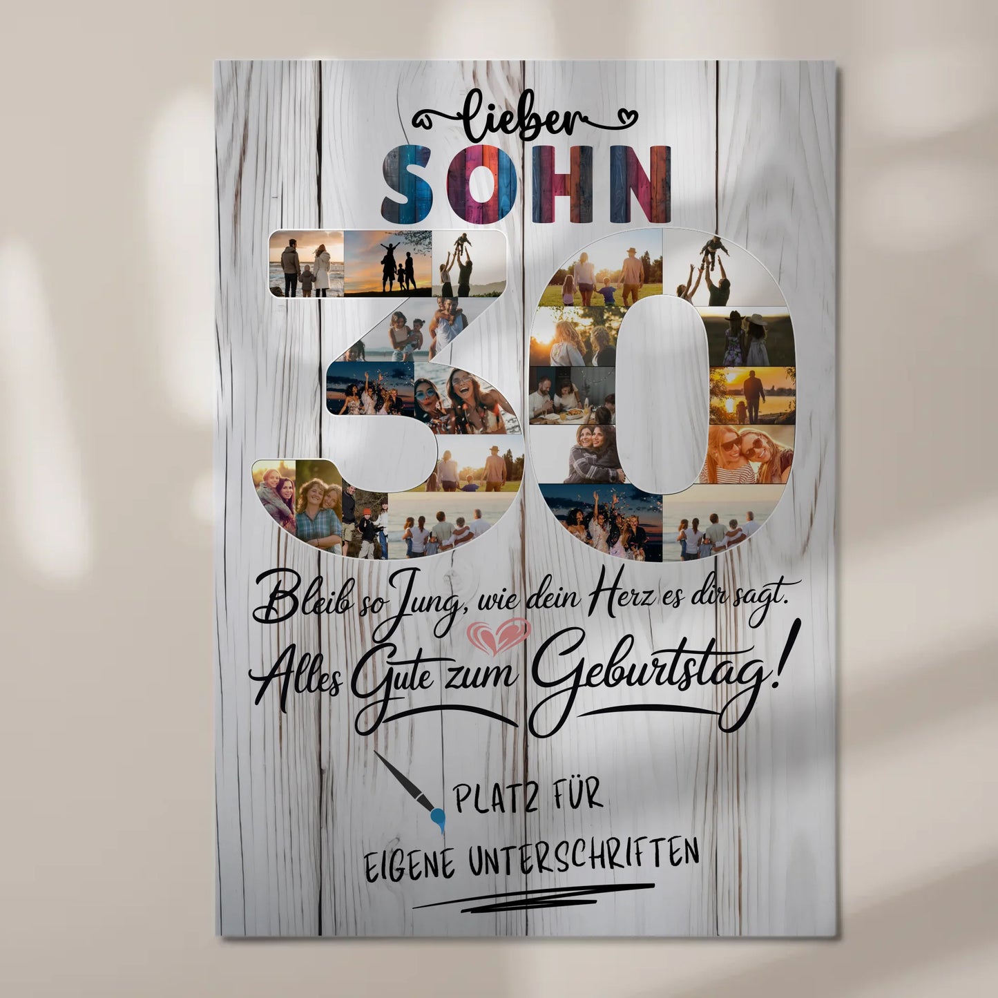 Fotoboard Magnet Poster mit Unterschriften Sohn 30 Geburtstag