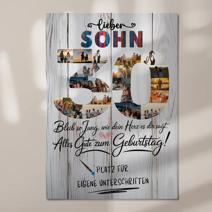 Fotoboard Magnet Poster mit Unterschriften Sohn 30 Geburtstag