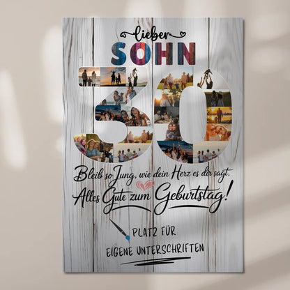 Fotoboard Magnet Poster mit Unterschriften Sohn 30 Geburtstag