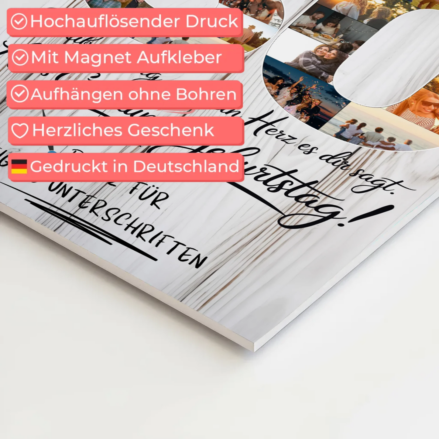 Fotoboard Magnet Poster mit Unterschriften Sohn 30 Geburtstag