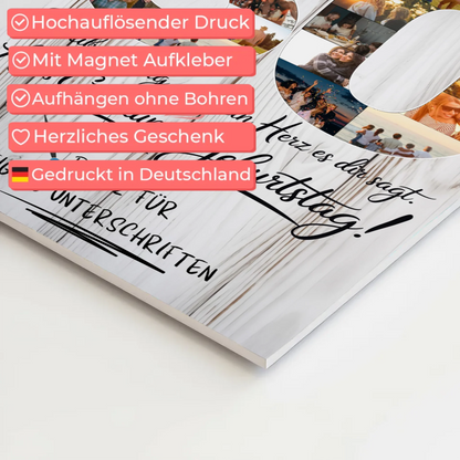 Fotoboard Magnet Poster mit Unterschriften Sohn 30 Geburtstag